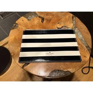 Kate Spade Black and White Striped Pouch